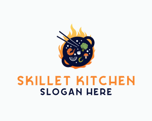 Flame Cooking Wok logo design