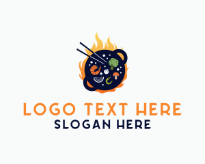Vegetables - Flame Cooking Wok logo design