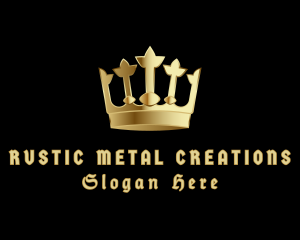 Golden Metallic Crown logo design