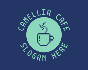 Pixel Coffee Cafe logo design