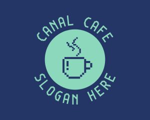 Pixel Coffee Cafe logo design