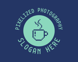 Pixel Coffee Cafe logo design