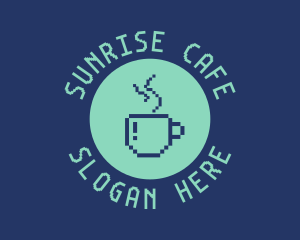 Pixel Coffee Cafe logo design