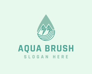 Mountain Water Droplet logo design