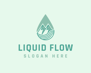 Mountain Water Droplet logo design