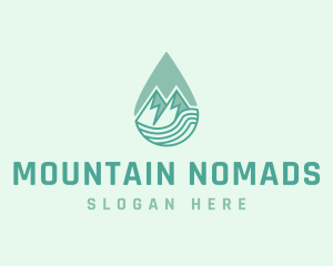 Mountain Water Droplet logo design