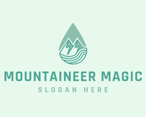 Mountain Water Droplet logo design