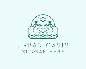 Summer Vacation Beach Oasis logo design