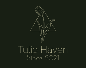 Beige Tulip Triangle Monoline logo design