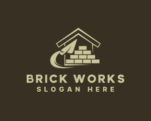 Trowel Brick Wall House logo design