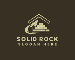 Trowel Brick Wall House logo design