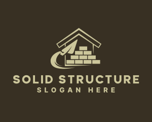 Trowel Brick Wall House logo design