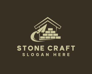 Trowel Brick Wall House logo design