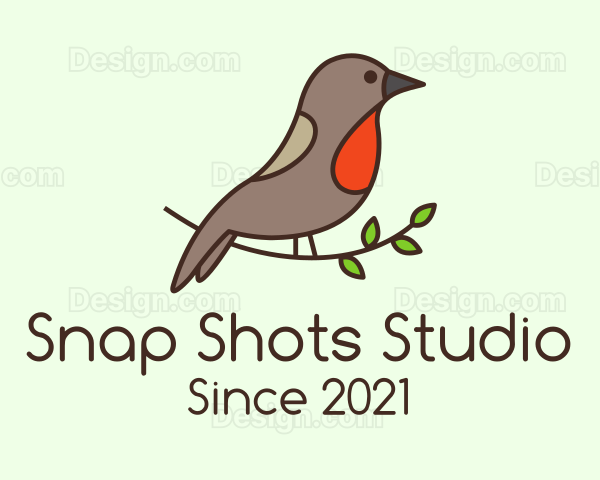 Perched Sparrow Bird Logo