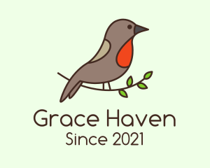 Perched Sparrow Bird logo