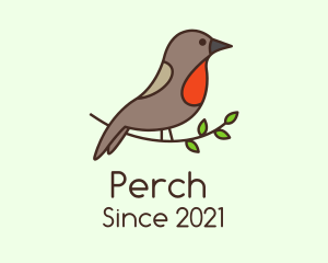 Perched Sparrow Bird logo design