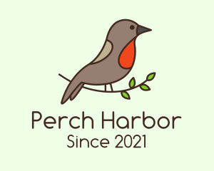 Perched Sparrow Bird logo
