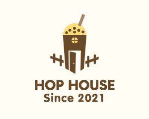 Milk Tea Cup House logo design