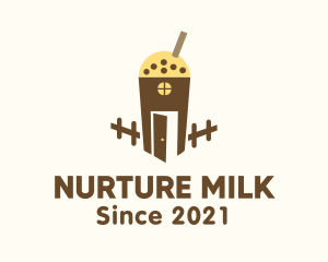 Milk Tea Cup House logo design