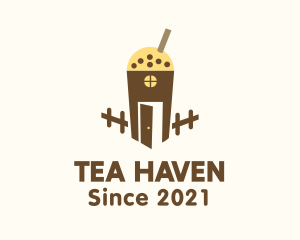 Milk Tea Cup House logo design