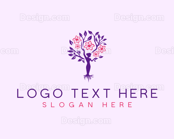 Tree Flower Woman Logo