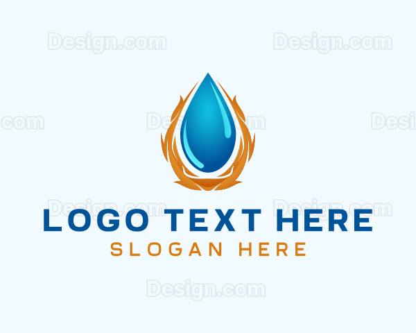 Flame Water Droplet Logo