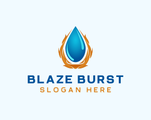 Flame Water Droplet logo design