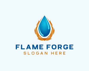 Flame Water Droplet logo design