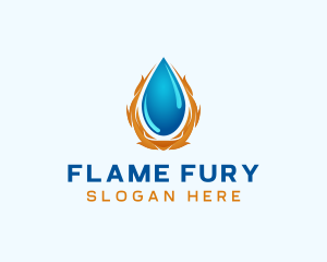 Flame Water Droplet logo design