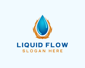 Flame Water Droplet logo design