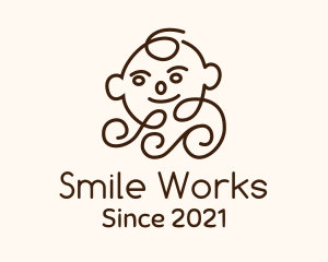 Smiling Baby Monoline  logo design