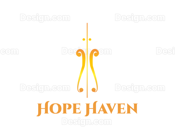 Golden Violin Instrument Logo