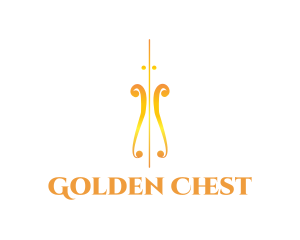 Golden Violin Instrument logo design