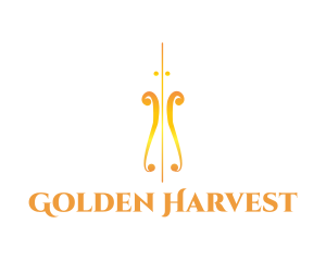 Golden Violin Instrument logo design