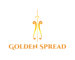 Golden Violin Instrument logo design