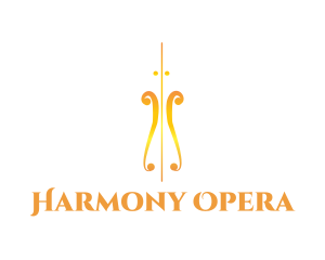 Golden Violin Instrument logo design