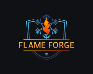 HVAC Flame Thermal Snowflake logo design