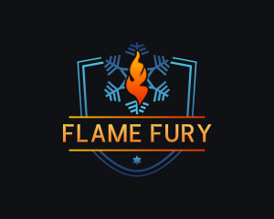 HVAC Flame Thermal Snowflake logo design