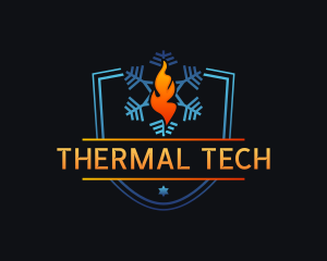 HVAC Flame Thermal Snowflake logo design