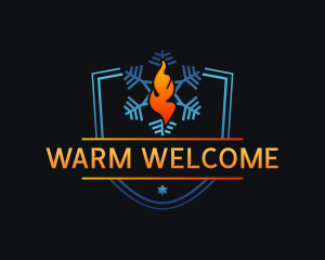 HVAC Flame Thermal Snowflake logo design