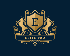 Luxury Equestrian Horse Shield logo design