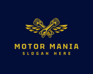 Piston Mechanic Wings logo design