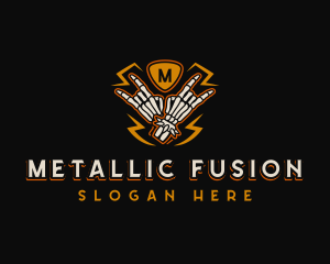 Skeleton Metal Rock logo design