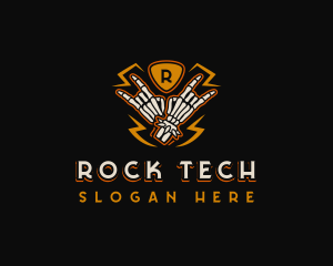 Skeleton Metal Rock logo design