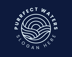 Water Surfing Wave logo design