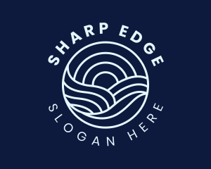 Water Surfing Wave logo design