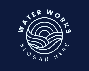 Water Surfing Wave logo design