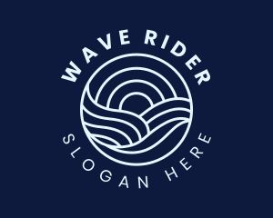 Water Surfing Wave logo design