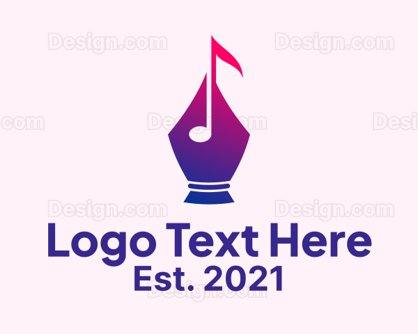 Music Note Pen Logo