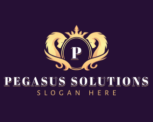 Luxury Pegasus Crown logo design